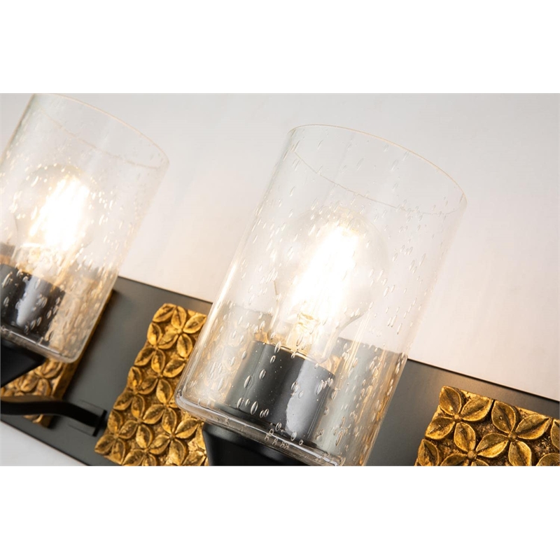 Lucas McKearn Arcadia 4-light Metal Bath Vanity Light in Matte Black/Gold