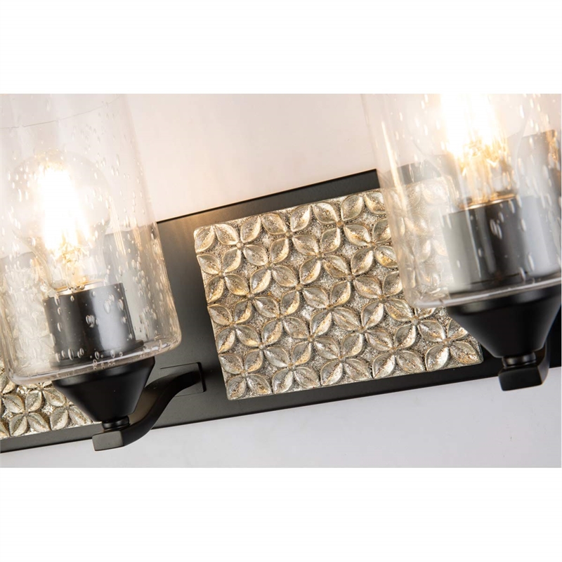 Lucas McKearn Arcadia 4-light Metal Bath Vanity Light in Matte Black/Silver