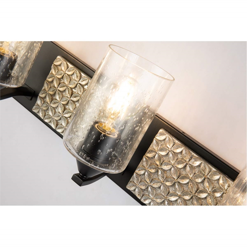 Lucas McKearn Arcadia 4-light Metal Bath Vanity Light in Matte Black/Silver