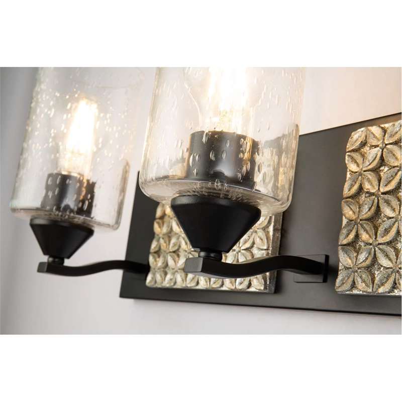 Lucas McKearn Arcadia 4-light Metal Bath Vanity Light in Matte Black/Silver