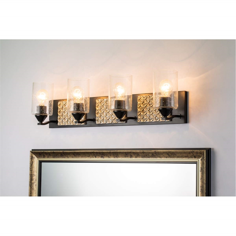 Lucas McKearn Arcadia 4-light Metal Bath Vanity Light in Matte Black/Silver