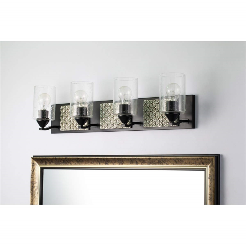 Lucas McKearn Arcadia 4-light Metal Bath Vanity Light in Matte Black/Silver