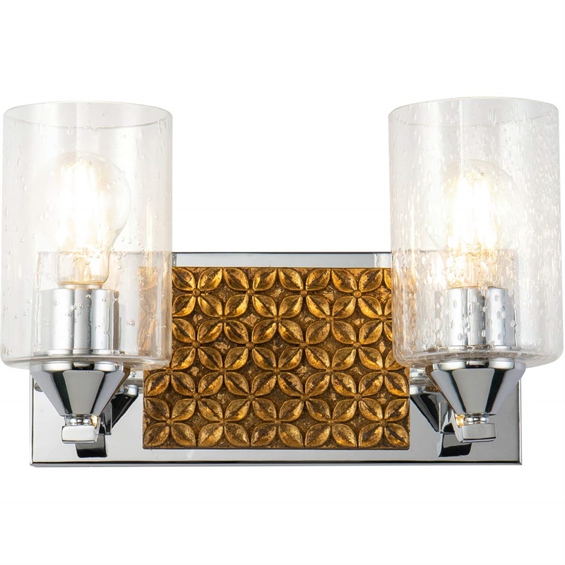 Lucas McKearn Arcadia 2-light Metal Bath Vanity Light in Polished Chrome/Gold