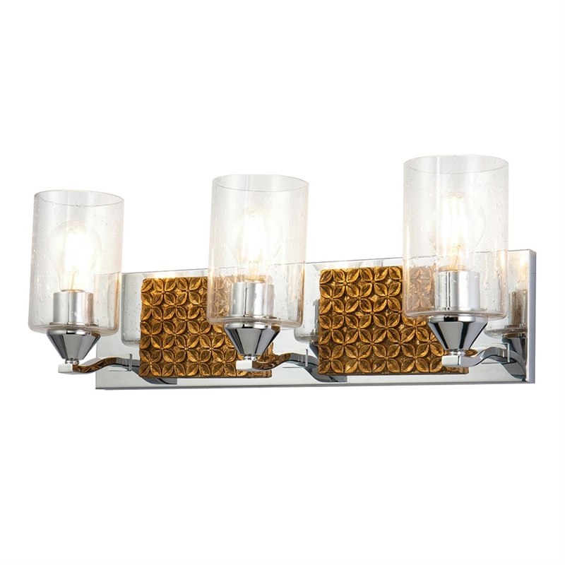 Lucas McKearn Arcadia 3-light Metal Bath Vanity Light in Polished Chrome/Gold