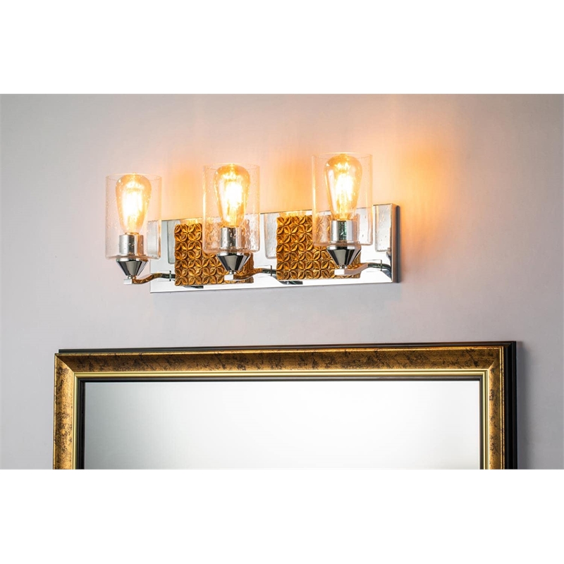 Lucas McKearn Arcadia 3-light Metal Bath Vanity Light in Polished Chrome/Gold