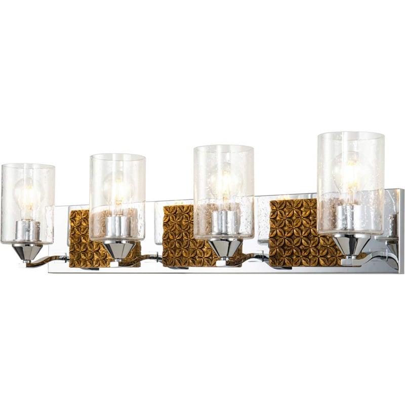 Lucas McKearn Arcadia 4-light Metal Bath Vanity Light in Polished Chrome/Gold