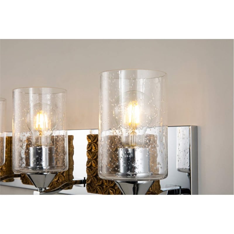 Lucas McKearn Arcadia 4-light Metal Bath Vanity Light in Polished Chrome/Gold