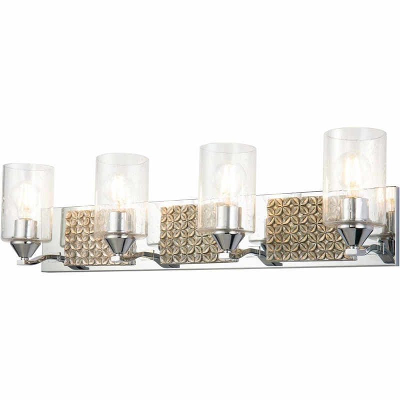 Lucas McKearn Arcadia 4-light Metal Bath Vanity Light in Polished Chrome/Silver