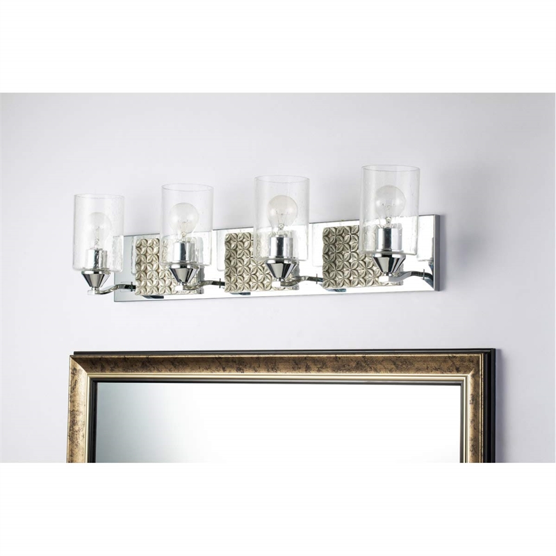 Lucas McKearn Arcadia 4-light Metal Bath Vanity Light in Polished Chrome/Silver