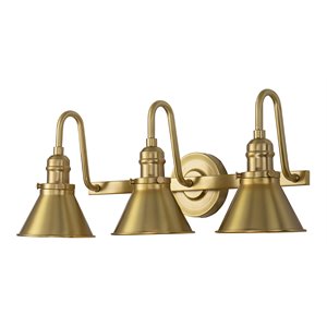 lucas mckearn provence 3-light metal bath vanity light in aged brass