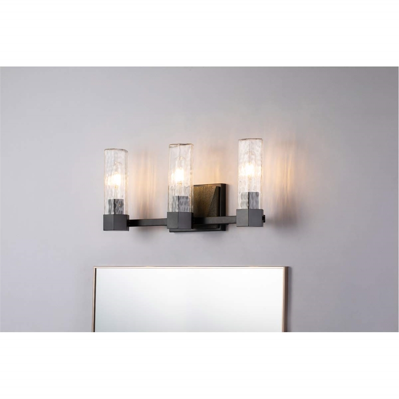 Lucas McKearn Navarre 3-light Transitional Metal Bath Vanity Light in Black/Gray