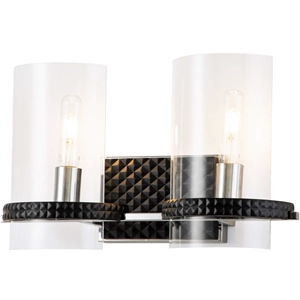 Lucas McKearn Mazant 2-light Metal Bath Vanity Light in Matte Black/Chrome