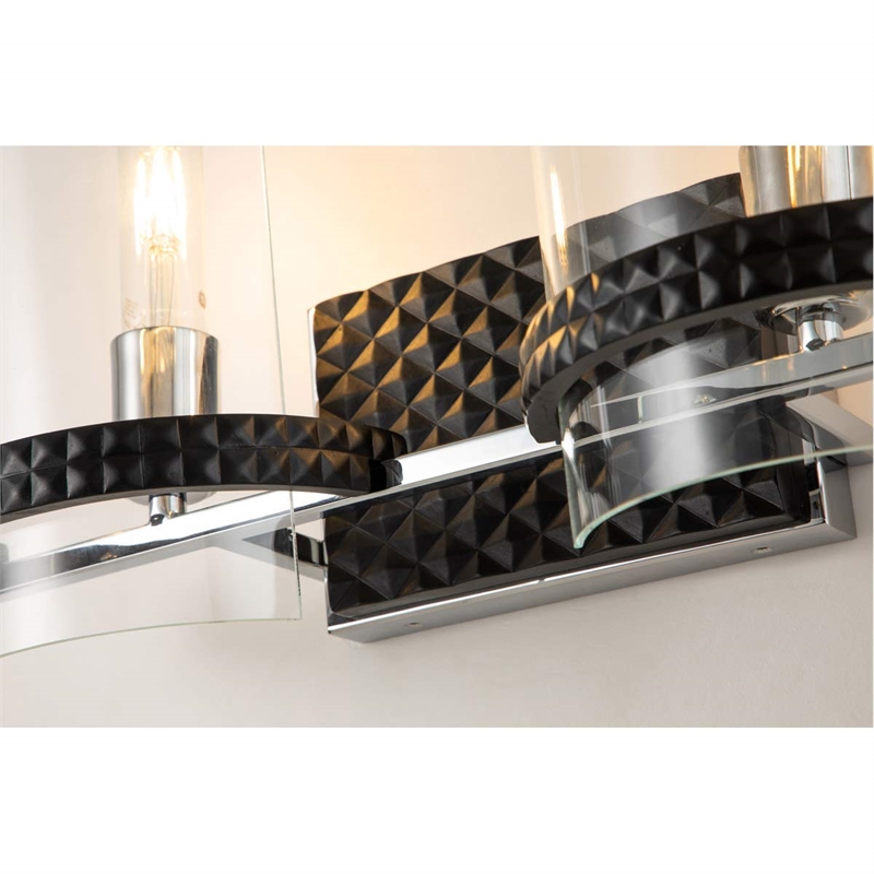 Lucas McKearn Mazant 2-light Metal Bath Vanity Light in Matte Black/Chrome
