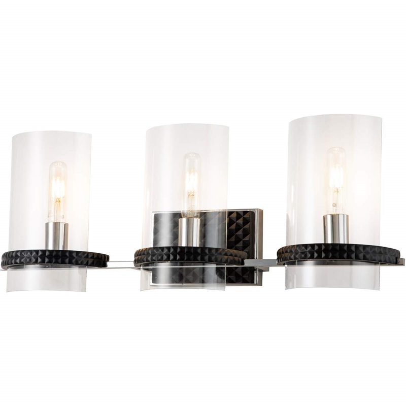 Lucas McKearn Mazant 3-light Metal Bath Vanity Light in Matte Black/Chrome