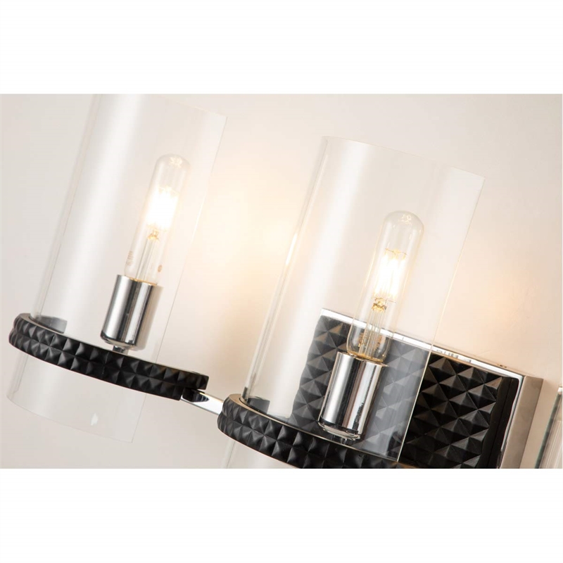 Lucas McKearn Mazant 3-light Metal Bath Vanity Light in Matte Black/Chrome