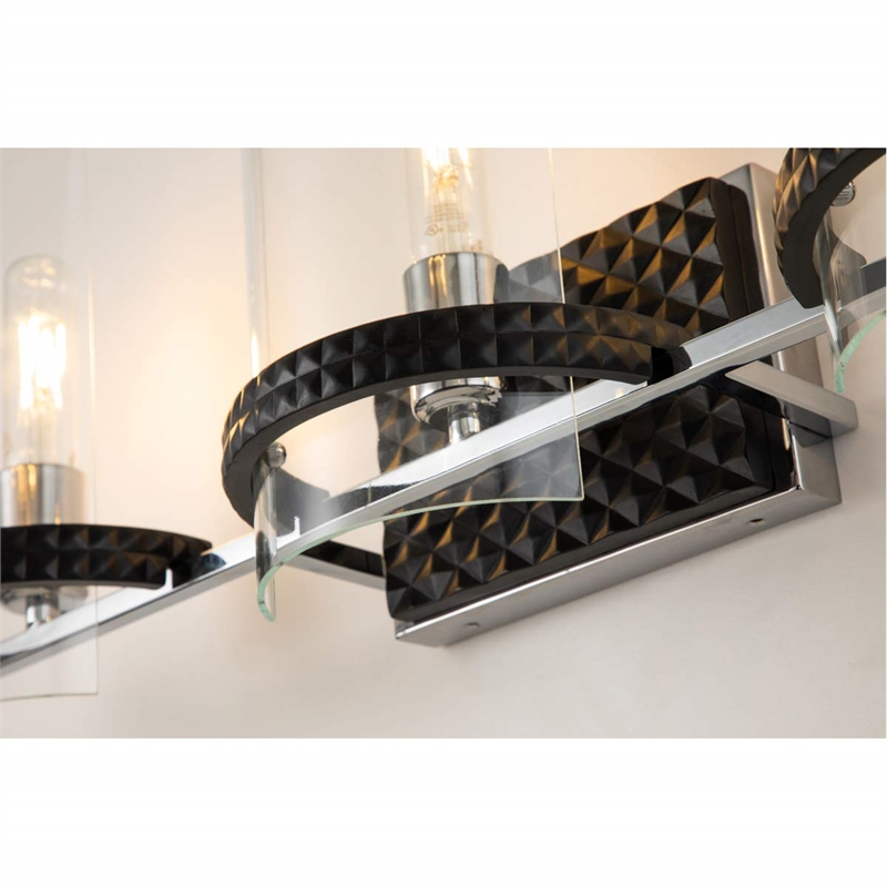 Lucas McKearn Mazant 3-light Metal Bath Vanity Light in Matte Black/Chrome
