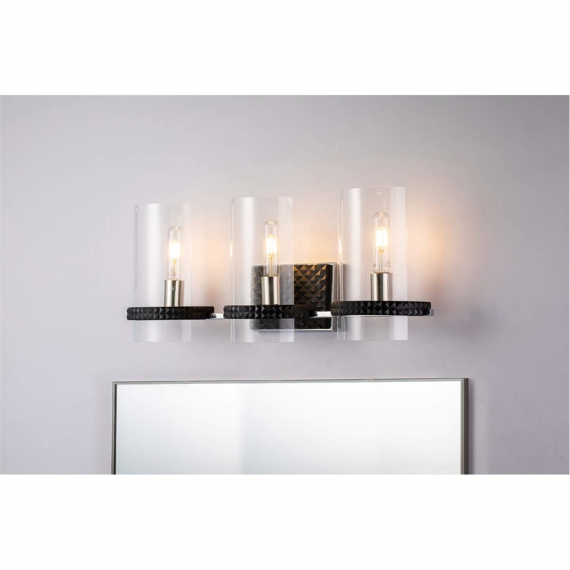 Lucas McKearn Mazant 3-light Metal Bath Vanity Light in Matte Black/Chrome
