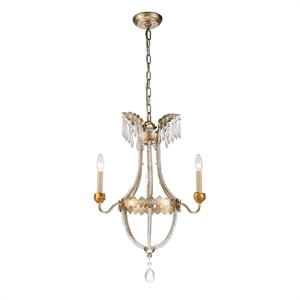 Lucas McKearn 3-light Empire Metal Mini Chandelier in Distressed Silver and Gold