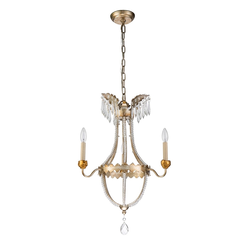 Lucas McKearn 3-light Empire Metal Mini Chandelier in Distressed Silver and Gold