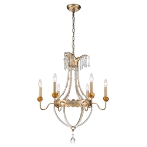 Lucas McKearn Lemuria 6-light Empire Metal Chandelier in Distressed Silver/Gold