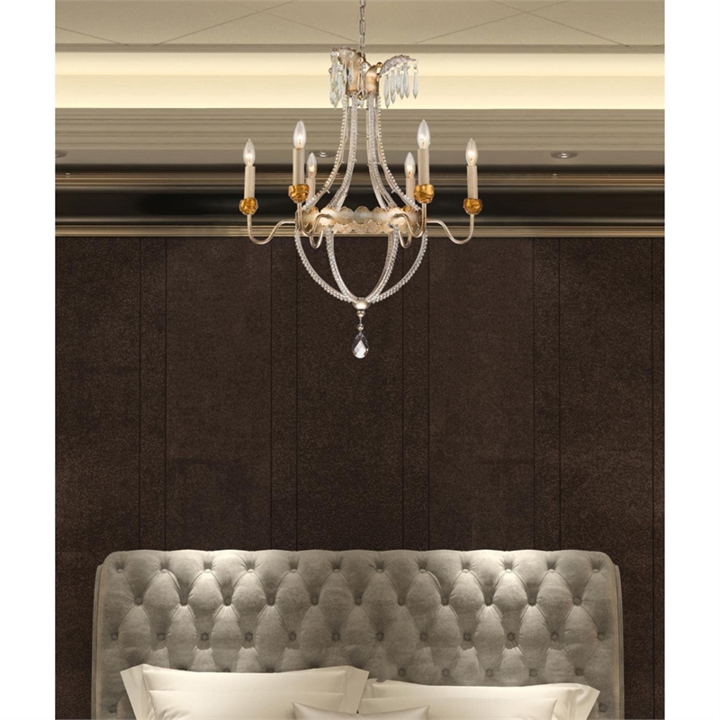 Lucas McKearn Lemuria 6-light Empire Metal Chandelier in Distressed Silver/Gold