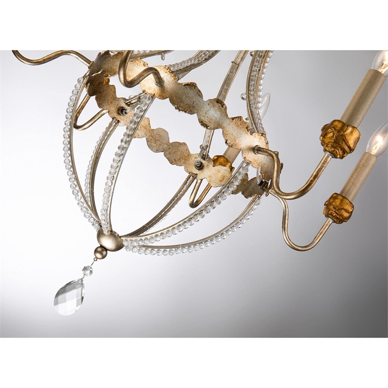 Lucas McKearn Lemuria 6-light Empire Metal Chandelier in Distressed Silver/Gold