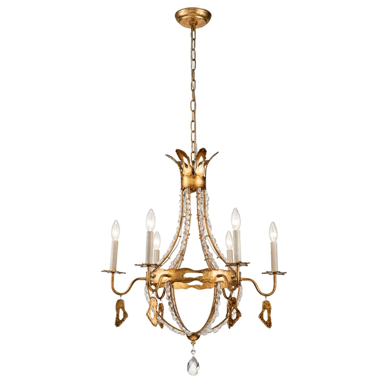 Lucas McKearn Monteleone 6-light Traditional Crystal Chandelier in Antique Gold