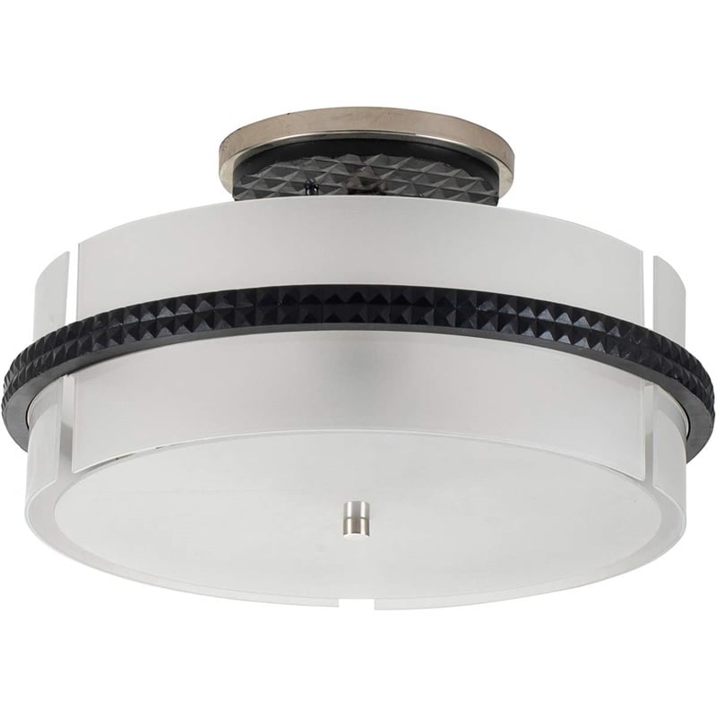 Lucas McKearn Mazant 3-light Metal Semi Flush Mount in Matte Black/Chrome
