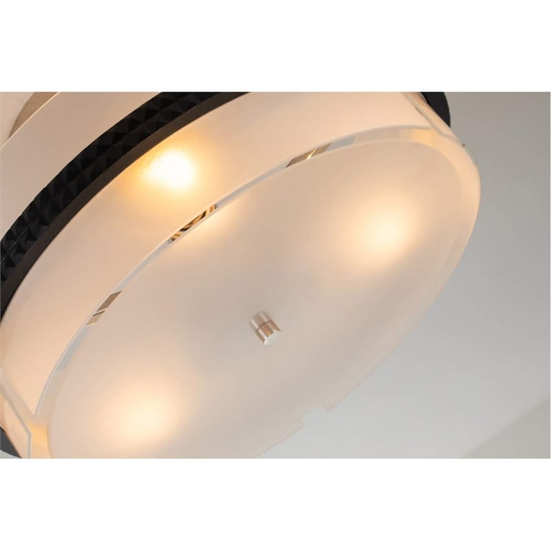Lucas McKearn Mazant 3-light Metal Semi Flush Mount in Matte Black/Chrome