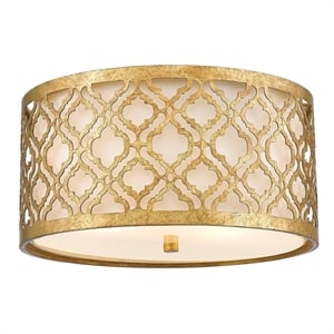 Lucas McKearn Arabella 16&quot 2-Light Metal Flush Mount in Distressed Gold