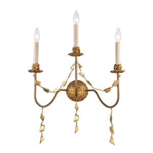 Lucas McKearn Mosaic 3-light Traditional Metal Wall Sconce in Gold Leaf