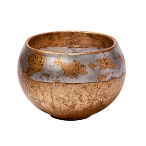 Lucas McKearn Addie Traditional Resin Decorative Bowl in Gold and Silver Leaf