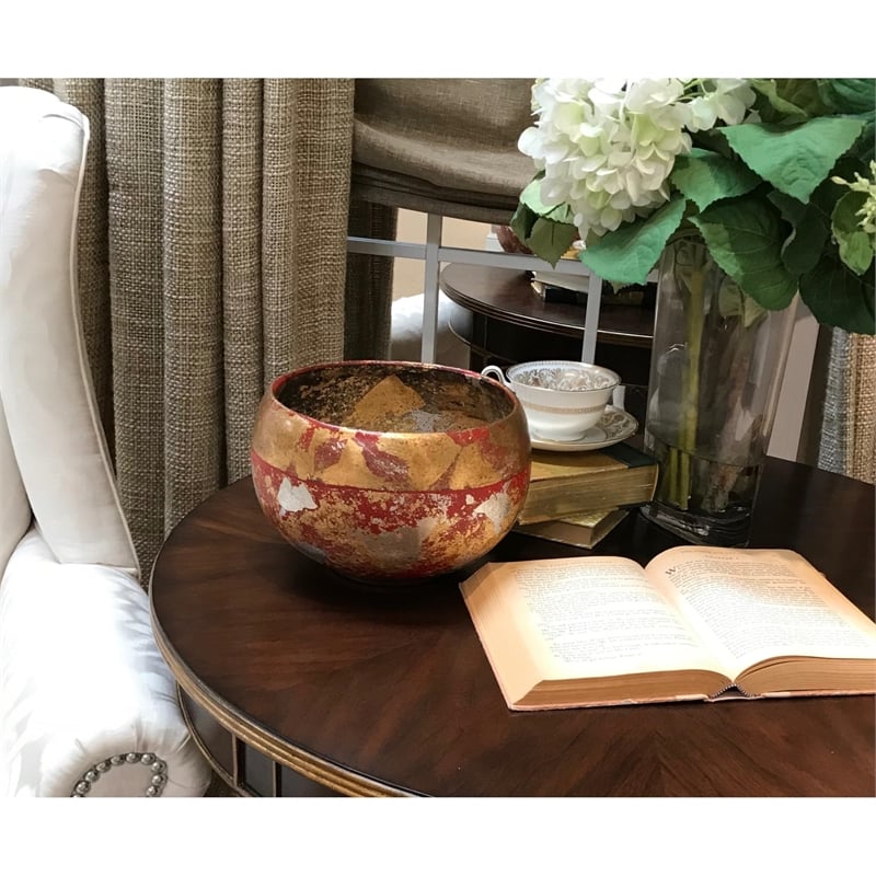 Lucas McKearn Vermillion Traditional Resin Gold Charming Accent Bowl in Red