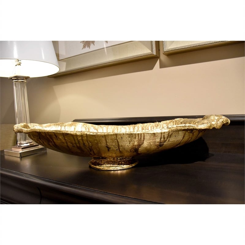 Lucas McKearn Forshey Traditional Resin Decorative Bowl in Gold Leaf
