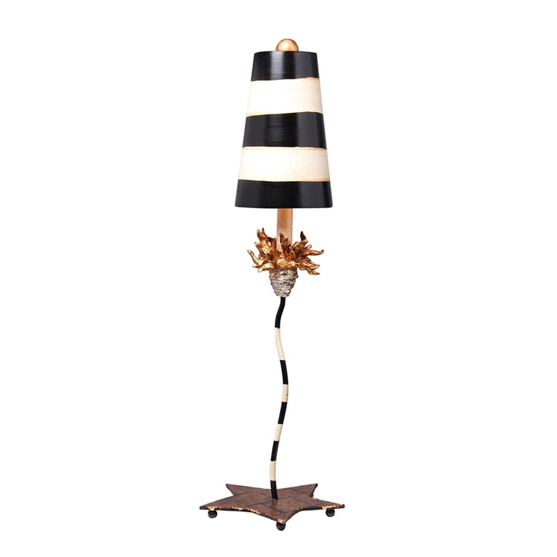 Lucas McKearn La Fleur Traditional Resin Table Lamp in Curvy Black/Gold Leaf