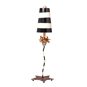 Lucas McKearn La Fleur Traditional Resin Table Lamp in Curvy Black/Gold Leaf