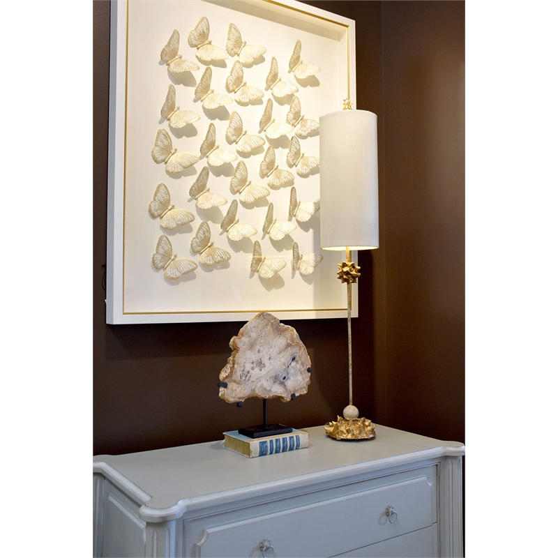 Lucas McKearn Nettle Transitional Metal Buffet Lamp in Gold Leaf/Creme