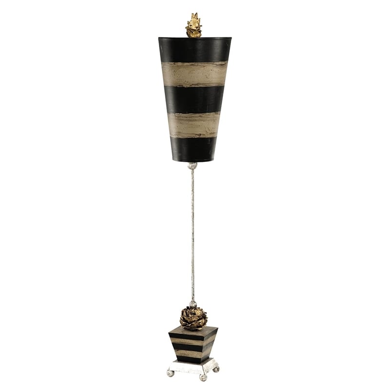 Lucas McKearn Peony Transitional Metal Buffet Lamp in Silver Leaf/Black