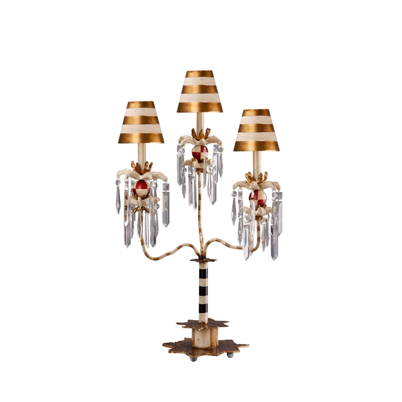 Lucas McKearn Birdland 3-light Crystal Table Lamp in Black/Gold Stripes