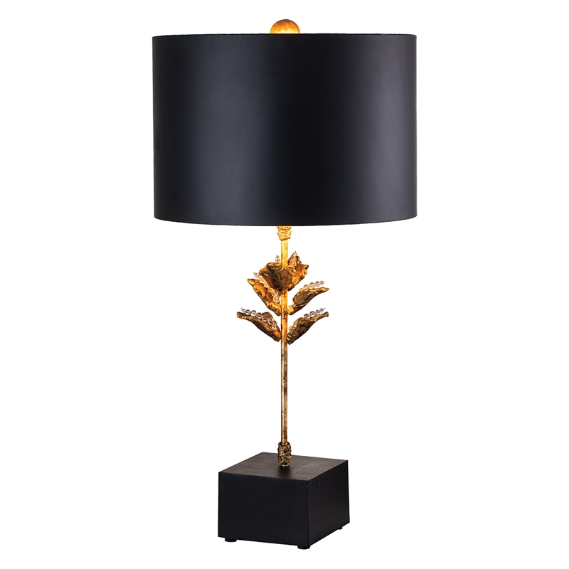 Lucas McKearn Camilia Traditional Metal Table Lamp in Antique Gold/Matte Black