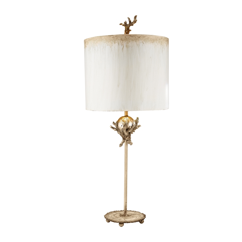 Lucas McKearn Trellis Metal Table Lamp with Gold and Silver Accents in Putty