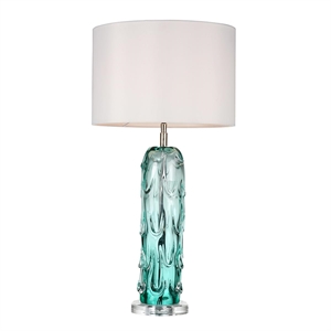 Lucas McKearn Ponchatrain Transitional Glass Table Lamp in Clear Blue Hue