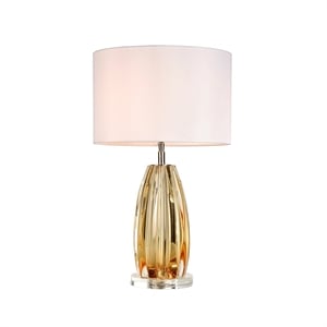 Lucas McKearn Cognac Transitional Glass Table Lamp in Clear Amber/White