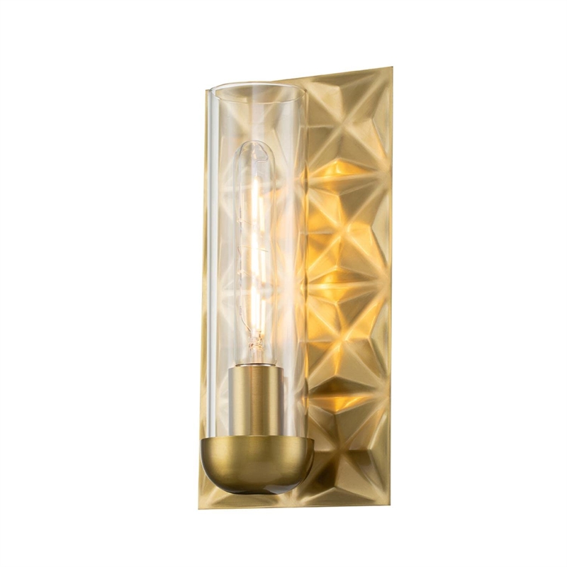 Lucas McKearn Alpha 1-Light Transitional Metal Wall Sconce in Aged Brass
