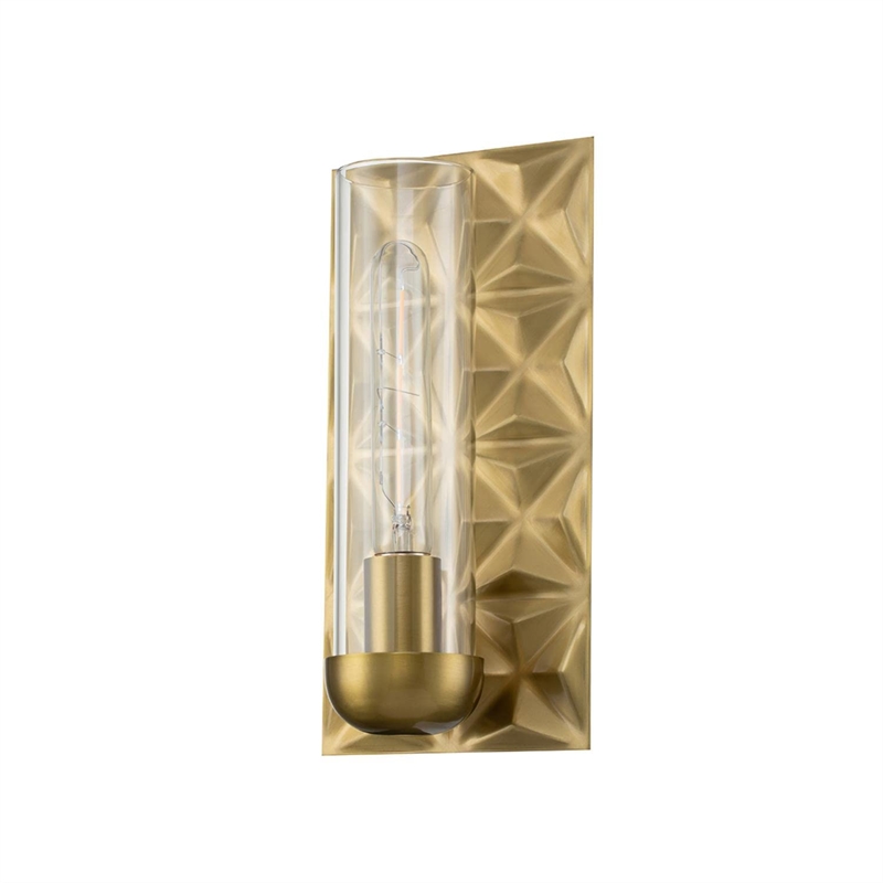 Lucas McKearn Alpha 1-Light Transitional Metal Wall Sconce in Aged Brass