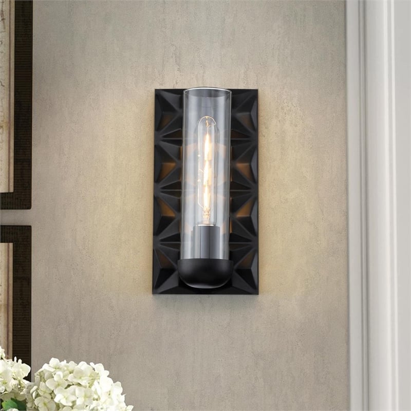 Lucas McKearn Alpha 1-Light Transitional Metal Wall Sconce in Matte Black