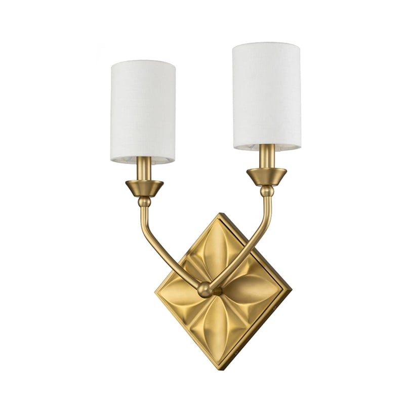 Lucas McKearn Epsilon 2-Light Transitional Metal Wall Sconce in Aged Brass