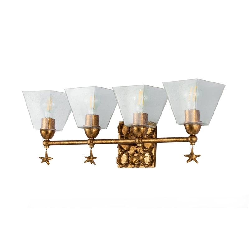 Lucas McKearn Star 4-Light Transitional Metal Bath Bar in Gold