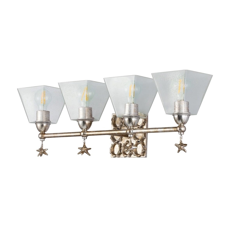 Lucas McKearn Star 4-Light Transitional Metal Bath Bar in Silver