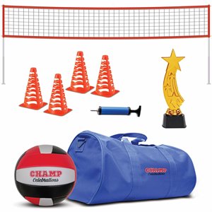 champ celebrations all-in-one kids volleyball practice set for 12 players
